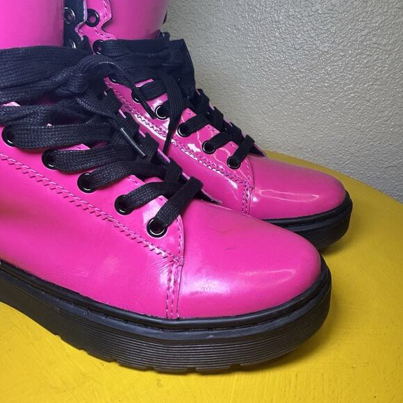 Dr Martens Hot Pink Mix Lamper Boots High Top Women's US 7 Patent Leather Docs - Picture 8 of 16